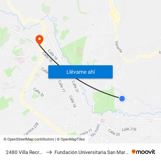 2480 Villa Recreo to Fundación Universitaria San Martín map