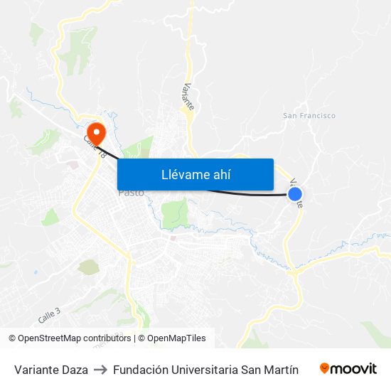 Variante Daza to Fundación Universitaria San Martín map