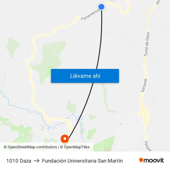 1010 Daza to Fundación Universitaria San Martín map