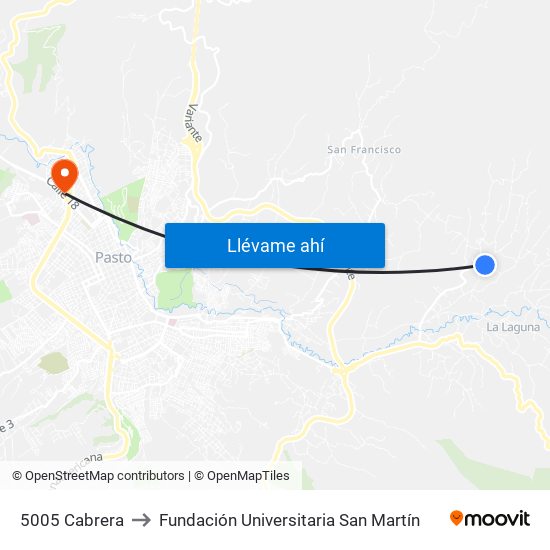 5005 Cabrera to Fundación Universitaria San Martín map
