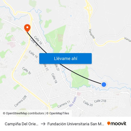 Campiña Del Oriente to Fundación Universitaria San Martín map