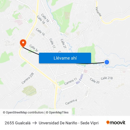 2655 Gualcalá to Unversidad De Nariño - Sede Vipri map