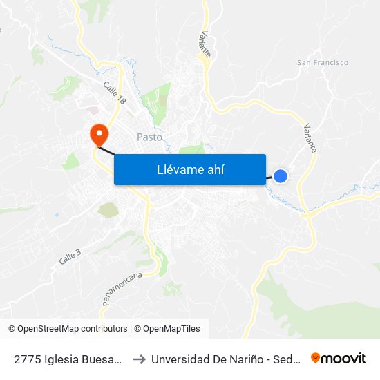 2775 Iglesia Buesaquillo to Unversidad De Nariño - Sede Vipri map
