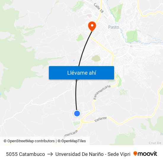 5055 Catambuco to Unversidad De Nariño - Sede Vipri map