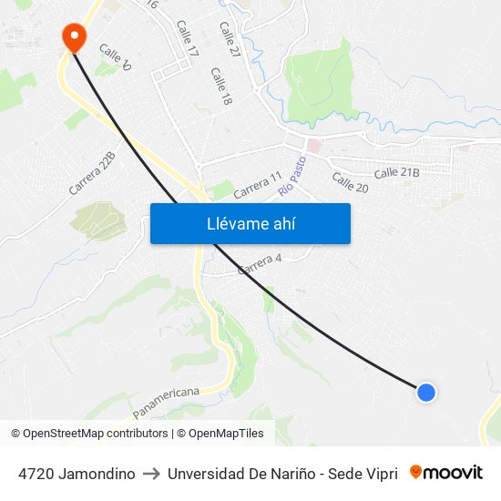 4720 Jamondino to Unversidad De Nariño - Sede Vipri map