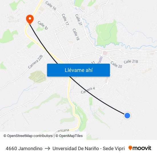 4660 Jamondino to Unversidad De Nariño - Sede Vipri map