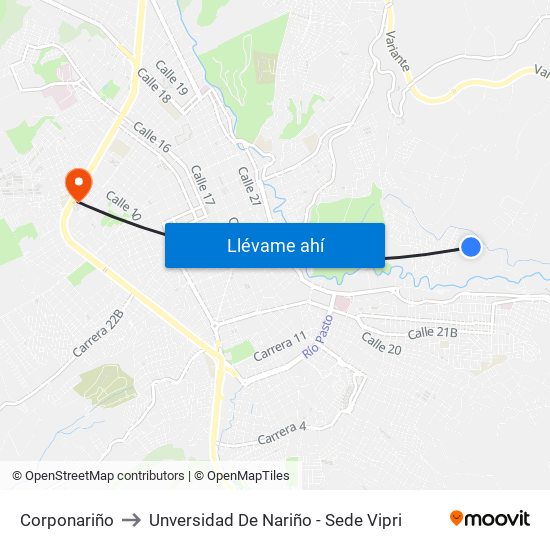 Corponariño to Unversidad De Nariño - Sede Vipri map
