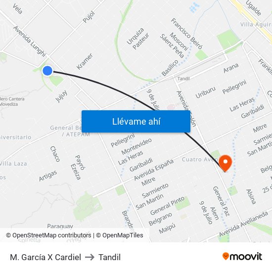 M. García X Cardiel to Tandil map