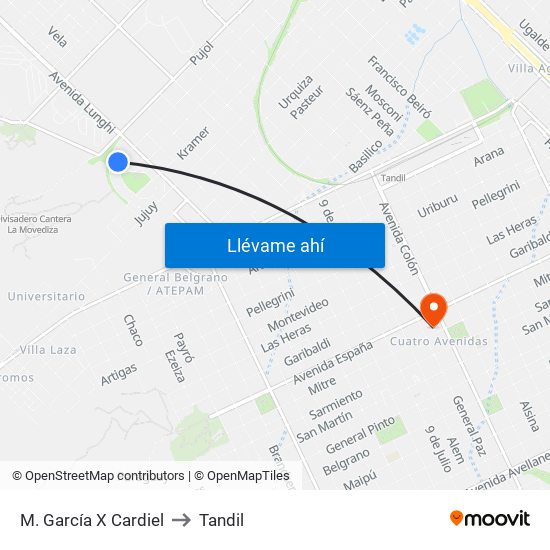 M. García X Cardiel to Tandil map