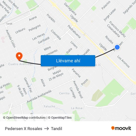 Pedersen X Rosales to Tandil map