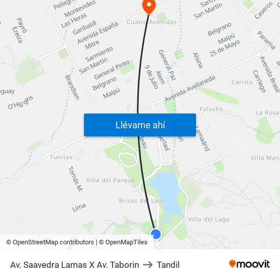 Av. Saavedra Lamas X Av. Taborin to Tandil map