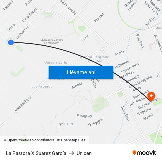 La Pastora X Suárez García to Unicen map