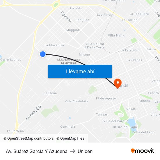 Av. Suárez García Y Azucena to Unicen map