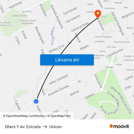 Dhers Y Av. Estrada to Unicen map