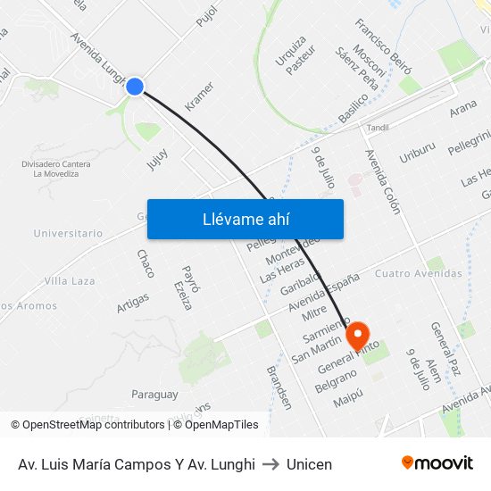Av. Luis María Campos Y Av. Lunghi to Unicen map