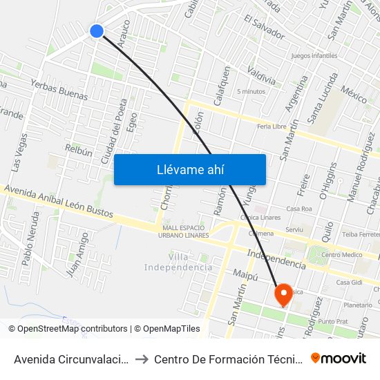 Avenida Circunvalacion, 1200-1258 to Centro De Formación Técnica Massachussets map