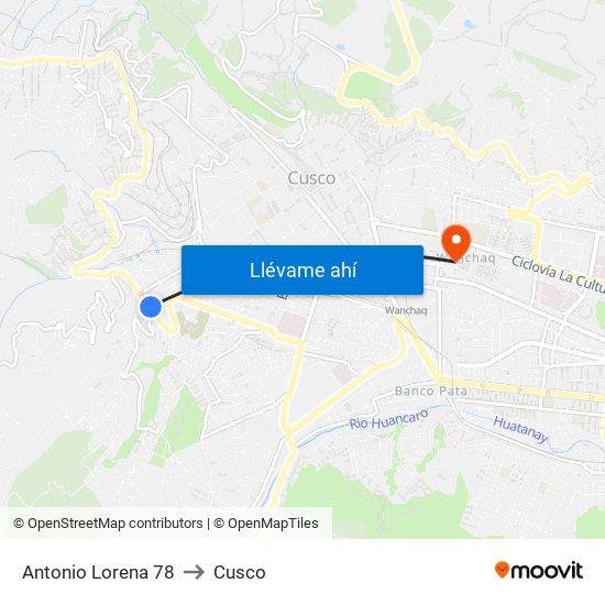 Antonio Lorena 78 to Cusco map