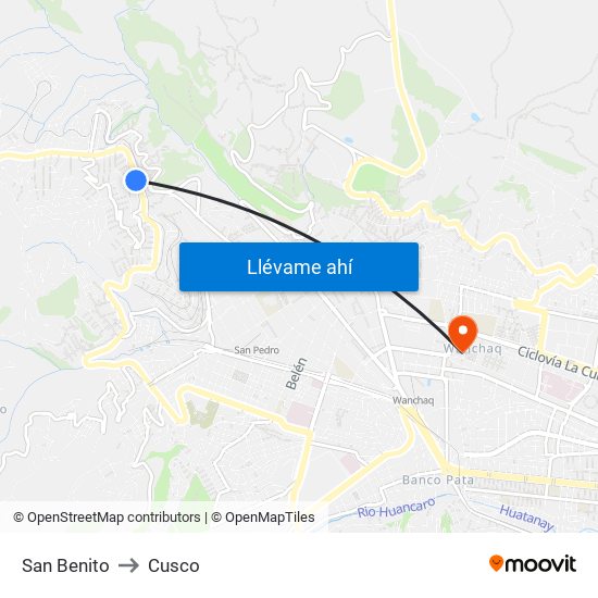 San Benito to Cusco map
