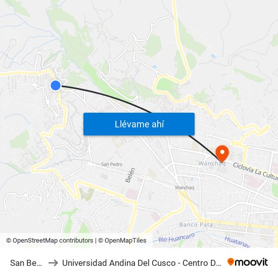 San Benito to Universidad Andina Del Cusco - Centro De Idiomas map