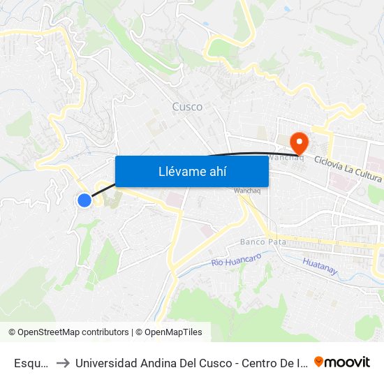 Esquina to Universidad Andina Del Cusco - Centro De Idiomas map