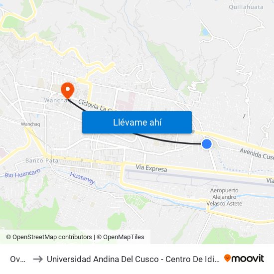 Ovalo to Universidad Andina Del Cusco - Centro De Idiomas map