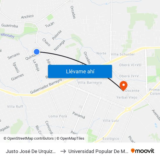 Justo José De Urquiza, 1042 to Universidad Popular De Misiones map