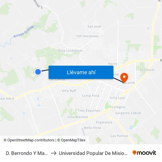 D. Berrondo Y Marín to Universidad Popular De Misiones map