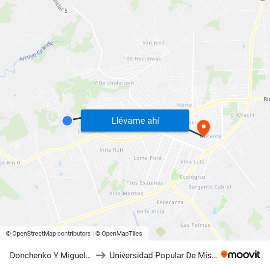 Donchenko Y Miguel Wall to Universidad Popular De Misiones map