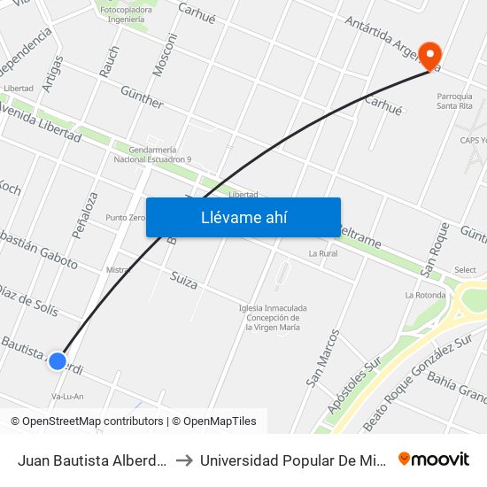 Juan Bautista Alberdi, 702 to Universidad Popular De Misiones map