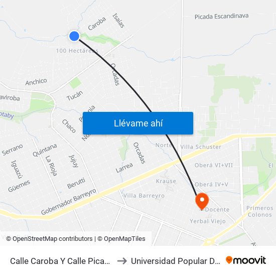 Calle Caroba Y Calle Picada Argentina to Universidad Popular De Misiones map