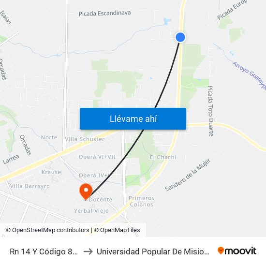 Rn 14 Y Código 874 to Universidad Popular De Misiones map