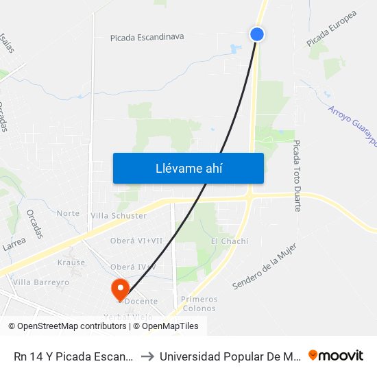 Rn 14 Y Picada Escandinava to Universidad Popular De Misiones map