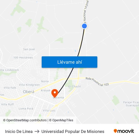 Inicio De Línea to Universidad Popular De Misiones map