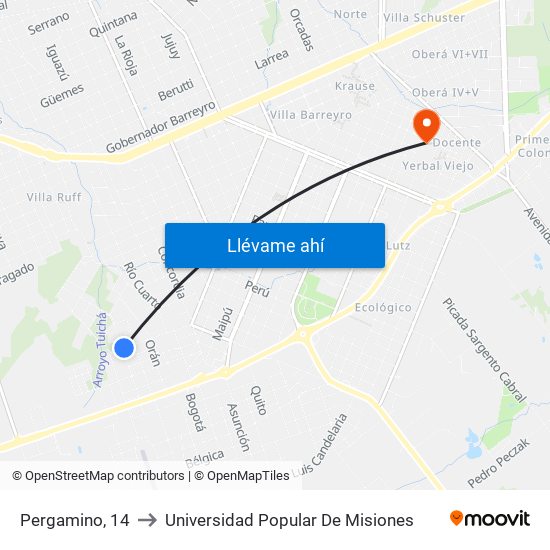 Pergamino, 14 to Universidad Popular De Misiones map