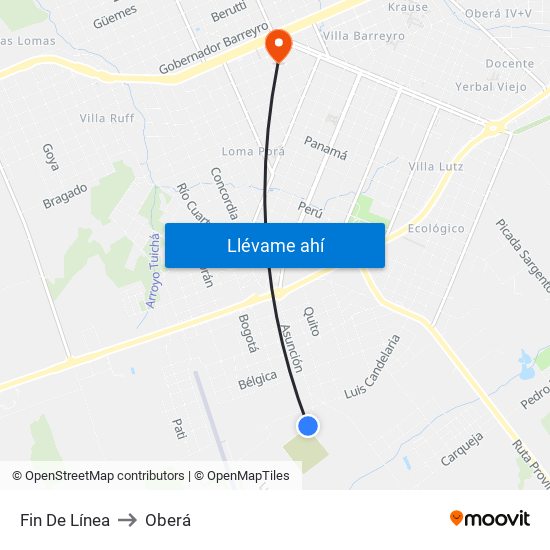 Fin De Línea to Oberá map