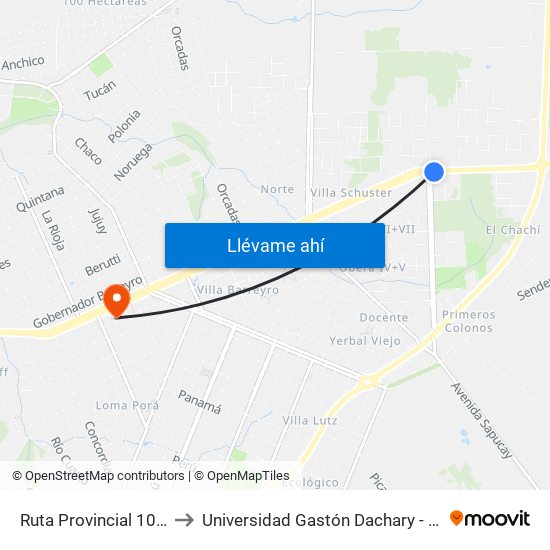 Ruta Provincial 103, 1411 to Universidad Gastón Dachary - Sede Oberá map