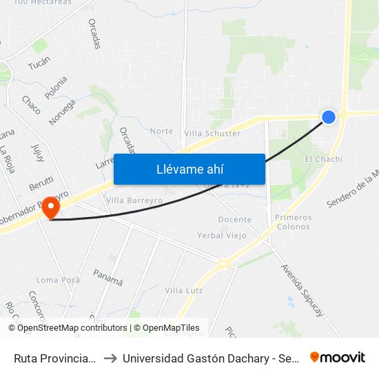 Ruta Provincial 103 to Universidad Gastón Dachary - Sede Oberá map