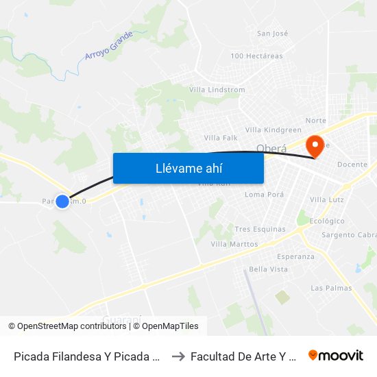 Picada Filandesa Y Picada Africana to Facultad De Arte Y Diseño map