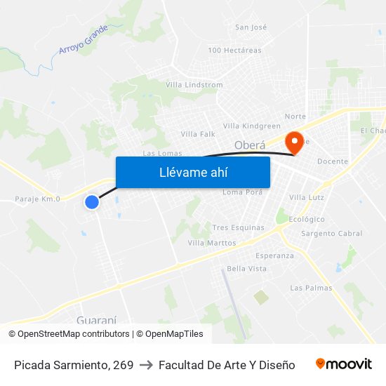 Picada Sarmiento, 269 to Facultad De Arte Y Diseño map