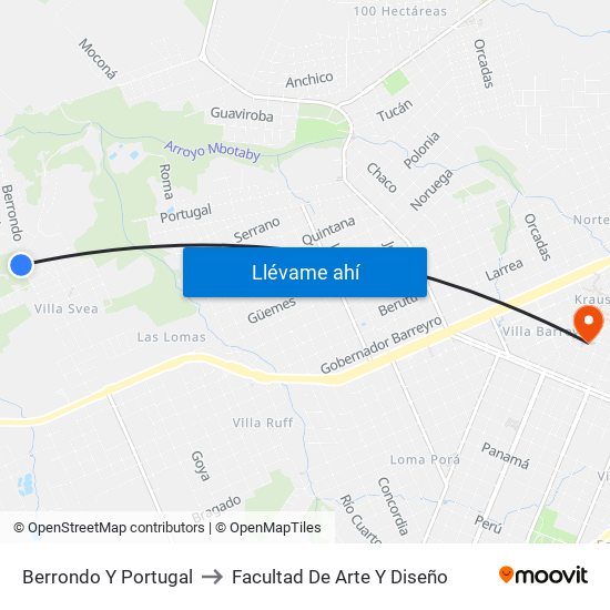 Berrondo Y Portugal to Facultad De Arte Y Diseño map