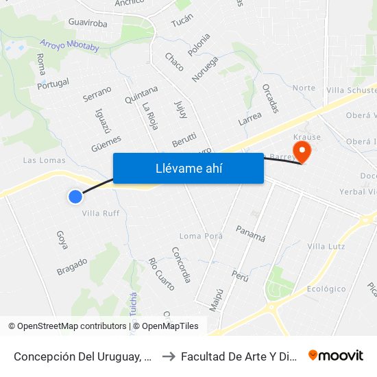 Concepción Del Uruguay, 2427 to Facultad De Arte Y Diseño map