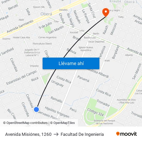 Avenida Misiónes, 1260 to Facultad De Ingeniería map