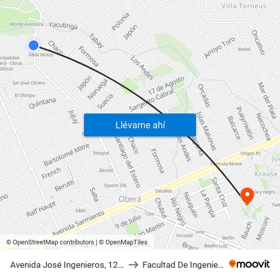 Avenida José Ingenieros, 1286 to Facultad De Ingeniería map
