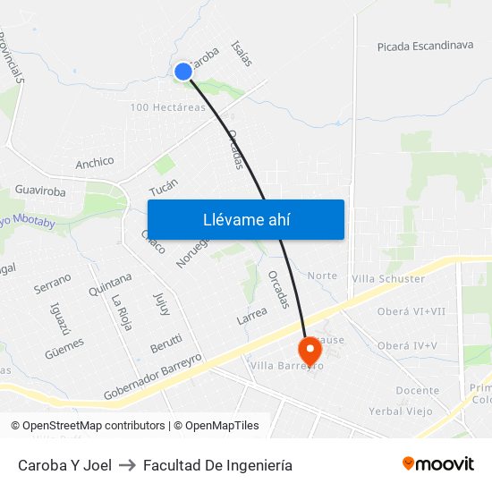 Caroba Y Joel to Facultad De Ingeniería map