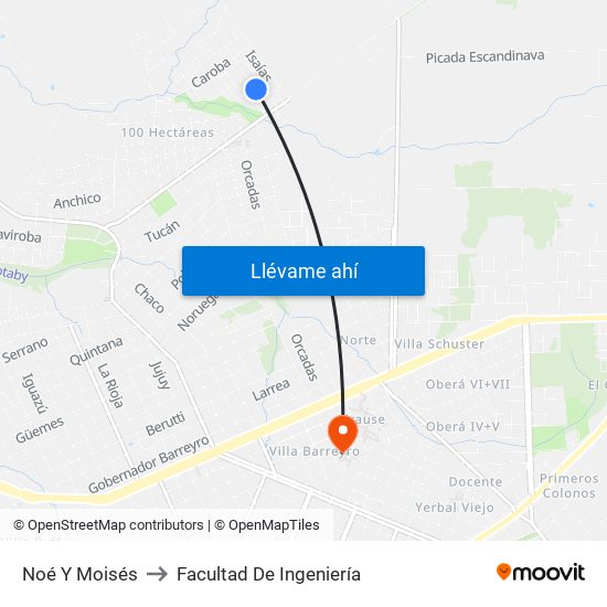 Noé Y Moisés to Facultad De Ingeniería map