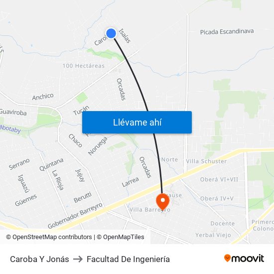 Caroba Y Jonás to Facultad De Ingeniería map