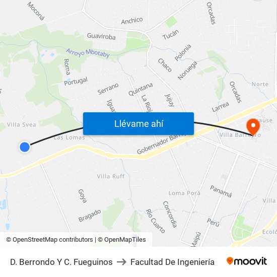 D. Berrondo Y  C. Fueguinos to Facultad De Ingeniería map