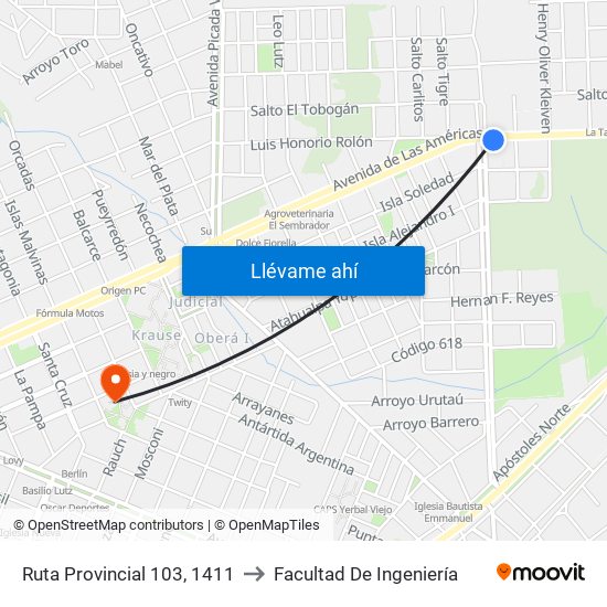 Ruta Provincial 103, 1411 to Facultad De Ingeniería map