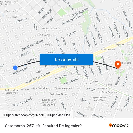 Catamarca, 267 to Facultad De Ingeniería map