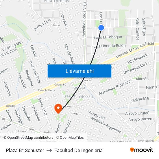 Plaza B° Schuster to Facultad De Ingeniería map